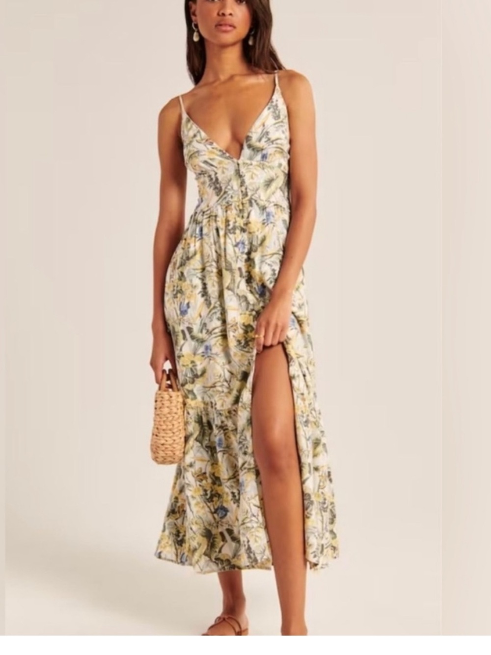 Abercrombie Button-Through Linen Maxi Dress